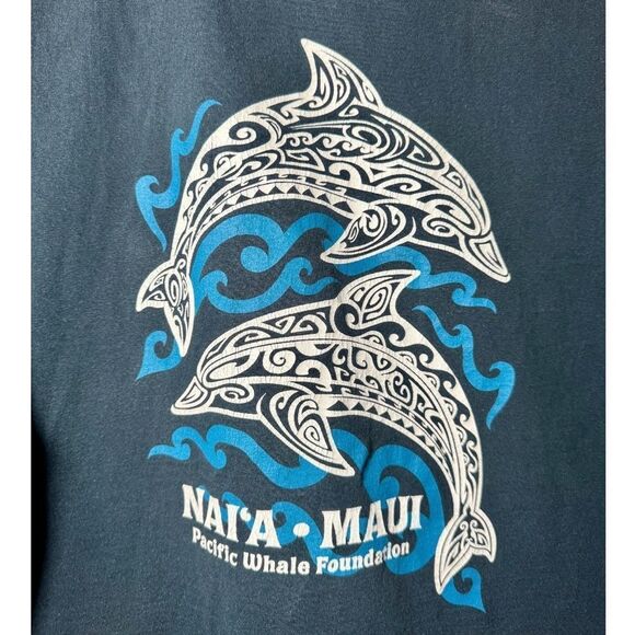 Vintage Y2K Alstyle Nai’a Maui Pacific Whale Foundation Tribal Tshirt Men’s Med - Picture 5 of 5